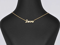 Gouden 'love' collier met diamanten - afbeelding 2 van  8