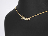 Gouden 'love' collier met diamanten - afbeelding 4 van  8