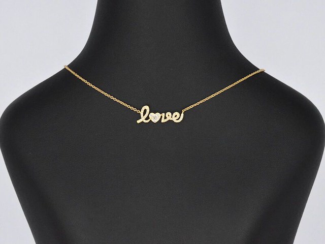 Gouden 'love' collier met diamanten - afbeelding 2 van  7