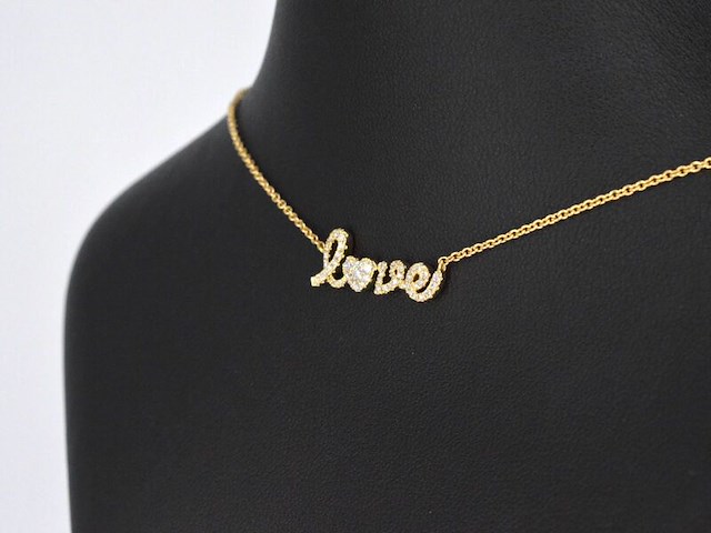 Gouden 'love' collier met diamanten - afbeelding 3 van  7