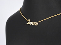 Gouden 'love' collier met diamanten - afbeelding 3 van  7