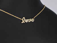 Gouden 'love' collier met diamanten - afbeelding 4 van  7