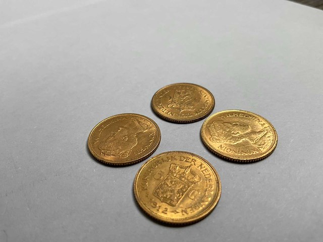 Gouden munten, 5 gulden wilhelmina, 1912 (4x) - afbeelding 2 van  3