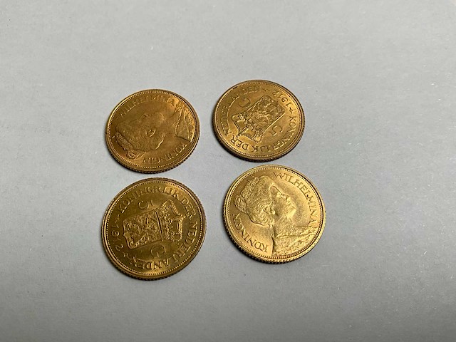 Gouden munten, 5 gulden wilhelmina, 1912 (4x) - afbeelding 3 van  3