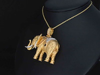 Gouden olifant zeer groot uitgevoerd, excl. ketting - afbeelding 4 van  10
