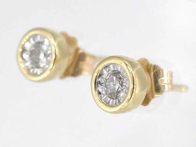 Gouden oorbellen briljant diamant - afbeelding 2 van  6