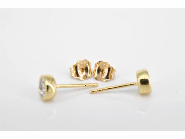 Gouden oorbellen briljant diamant - afbeelding 4 van  6