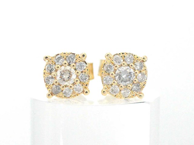 Gouden oorbellen briljant geslepen diamanten - afbeelding 7 van  9
