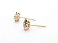 Gouden oorbellen diamant saffier multicolour - afbeelding 5 van  8