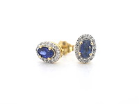 Gouden oorbellen diamant saffier - afbeelding 2 van  8