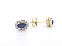 Gouden oorbellen diamant saffier - afbeelding 5 van  8