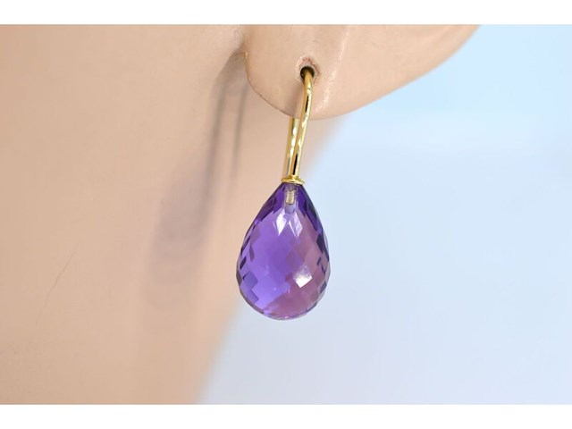 Gouden oorbellen met amethist - afbeelding 2 van  8