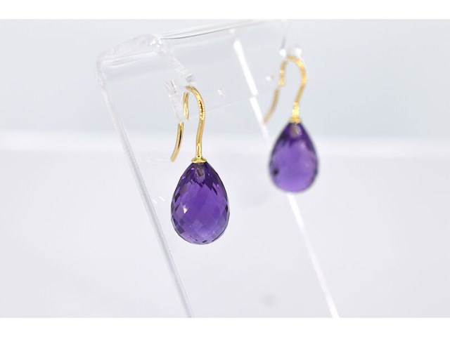 Gouden oorbellen met amethist - afbeelding 3 van  8