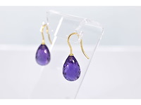 Gouden oorbellen met amethist - afbeelding 4 van  8
