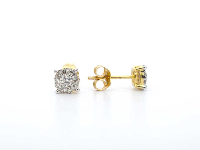 Gouden oorbellen met briljant geslepen diamanten - afbeelding 4 van  7