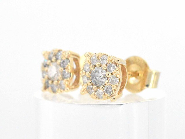 Gouden oorbellen met briljant geslepen diamanten - afbeelding 4 van  9