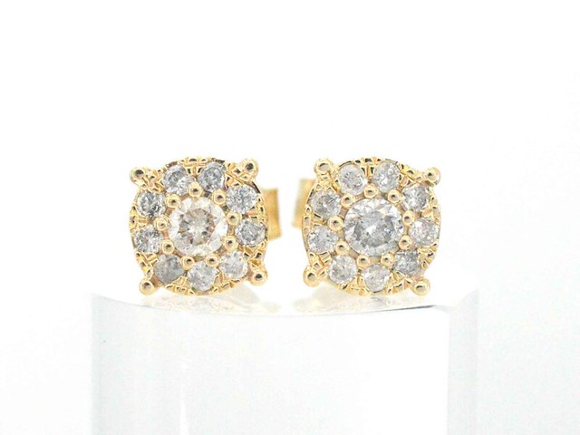 Gouden oorbellen met briljant geslepen diamanten - afbeelding 6 van  9