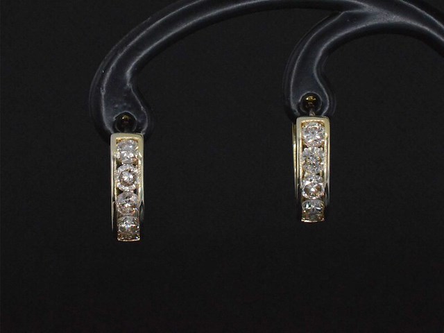 Gouden oorbellen met champagne gekleurde diamanten - afbeelding 2 van  6