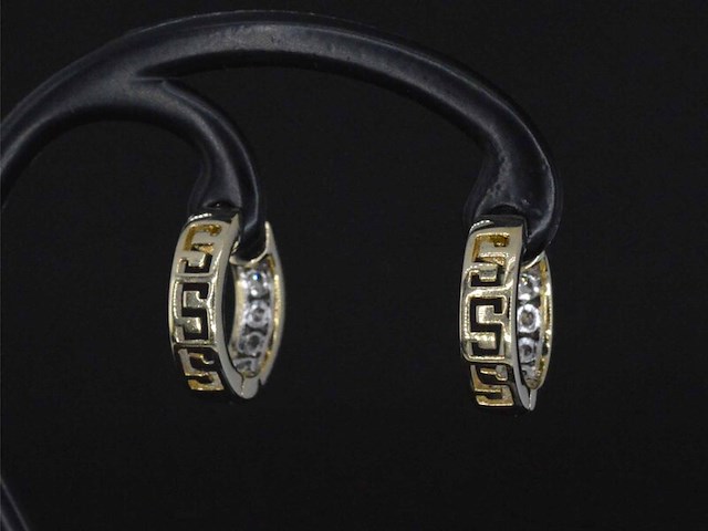 Gouden oorbellen met champagne gekleurde diamanten - afbeelding 4 van  6