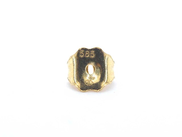 Gouden oorbellen met diamanten en robijn - afbeelding 10 van  11