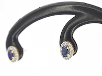 Gouden oorbellen met diamanten en saffier - afbeelding 4 van  8