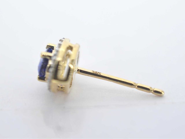 Gouden oorbellen met diamanten en saffier - afbeelding 8 van  8