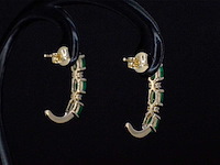 Gouden oorbellen met diamanten en smaragd - afbeelding 5 van  8