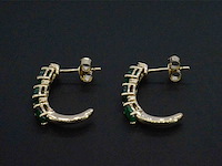 Gouden oorbellen met diamanten en smaragd - afbeelding 6 van  8