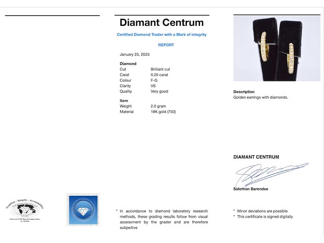 Gouden oorbellen met diamanten - afbeelding 3 van  8