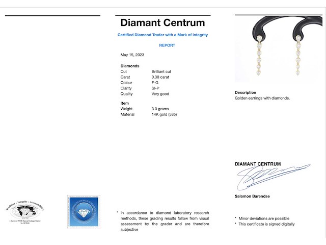 Gouden oorbellen met diamanten - afbeelding 3 van  8