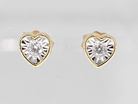 Gouden oorbellen met hartvorm briljant diamant - afbeelding 1 van  6