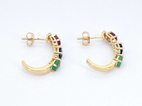 Gouden oorbellen met multicolour edelstenen en diamant - afbeelding 6 van  7