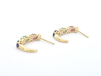 Gouden oorbellen met multicolour edelstenen en diamant - afbeelding 4 van  6