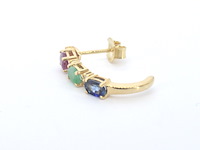 Gouden oorbellen met multicolour edelstenen en diamant - afbeelding 5 van  6