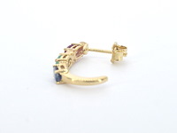 Gouden oorbellen met multicolour edelstenen en diamant - afbeelding 6 van  6
