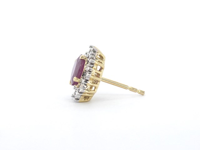 Gouden oorbellen met natuurlijke diamanten en robijn - afbeelding 11 van  12