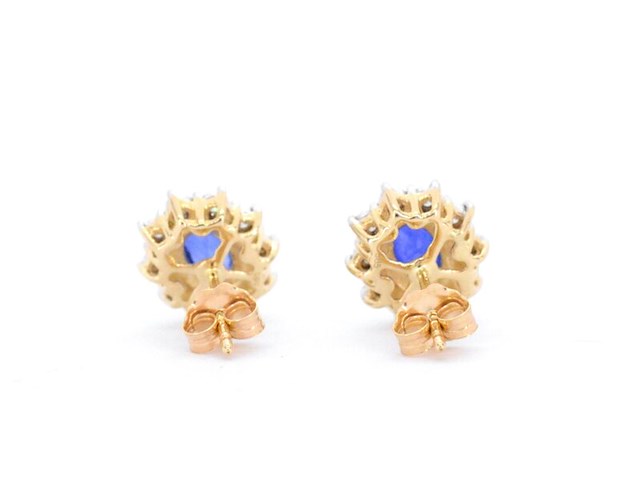 Gouden oorbellen met natuurlijke diamanten en saffier - afbeelding 9 van  11