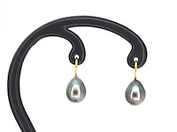 Gouden oorbellen met tahiti parels - afbeelding 1 van  9