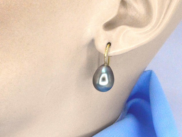 Gouden oorbellen met tahiti parels - afbeelding 2 van  9