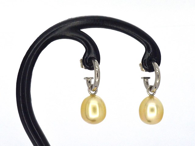 Gouden oorbellen met zuidzee parels - afbeelding 1 van  8