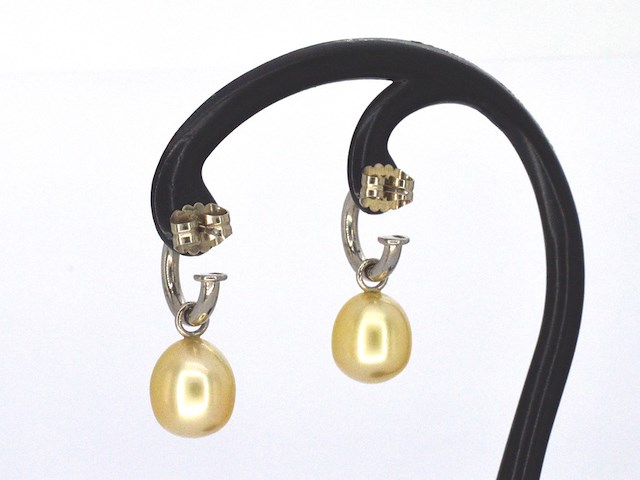 Gouden oorbellen met zuidzee parels - afbeelding 3 van  8