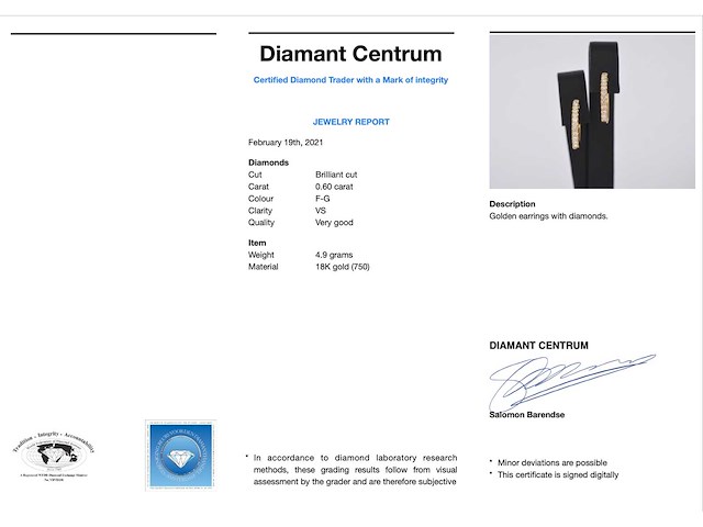Gouden oorhangers met 26 diamanten - afbeelding 3 van  9