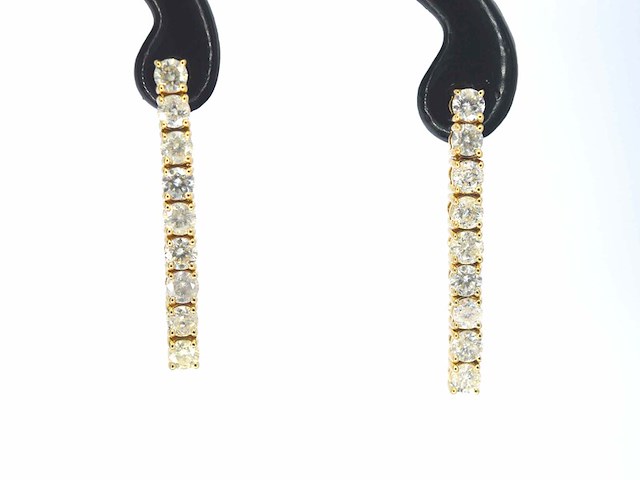 Gouden oorhangers met natuurlijke briljant geslepen diamanten - afbeelding 1 van  10
