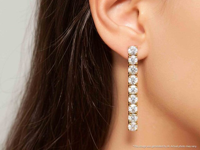 Gouden oorhangers met natuurlijke briljant geslepen diamanten - afbeelding 3 van  10