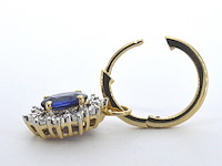 Gouden oorhangers met natuurlijke diamanten en blauwe saffieren - afbeelding 7 van  9