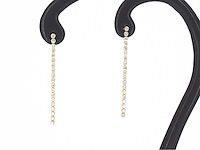 Gouden oorhangers met rij diamanten - afbeelding 1 van  1