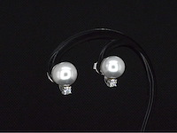 Gouden oorknoppen diamanten en zuidzee parels - afbeelding 5 van  8