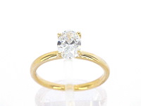 Gouden ovaal solitair ring met diamant 1.00 carat - afbeelding 1 van  10