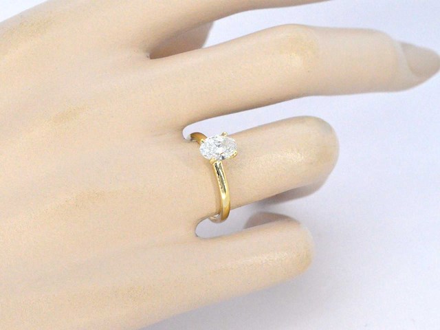 Gouden ovaal solitair ring met diamant 1.00 carat - afbeelding 2 van  10