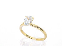 Gouden ovaal solitair ring met diamant 1.00 carat - afbeelding 4 van  10